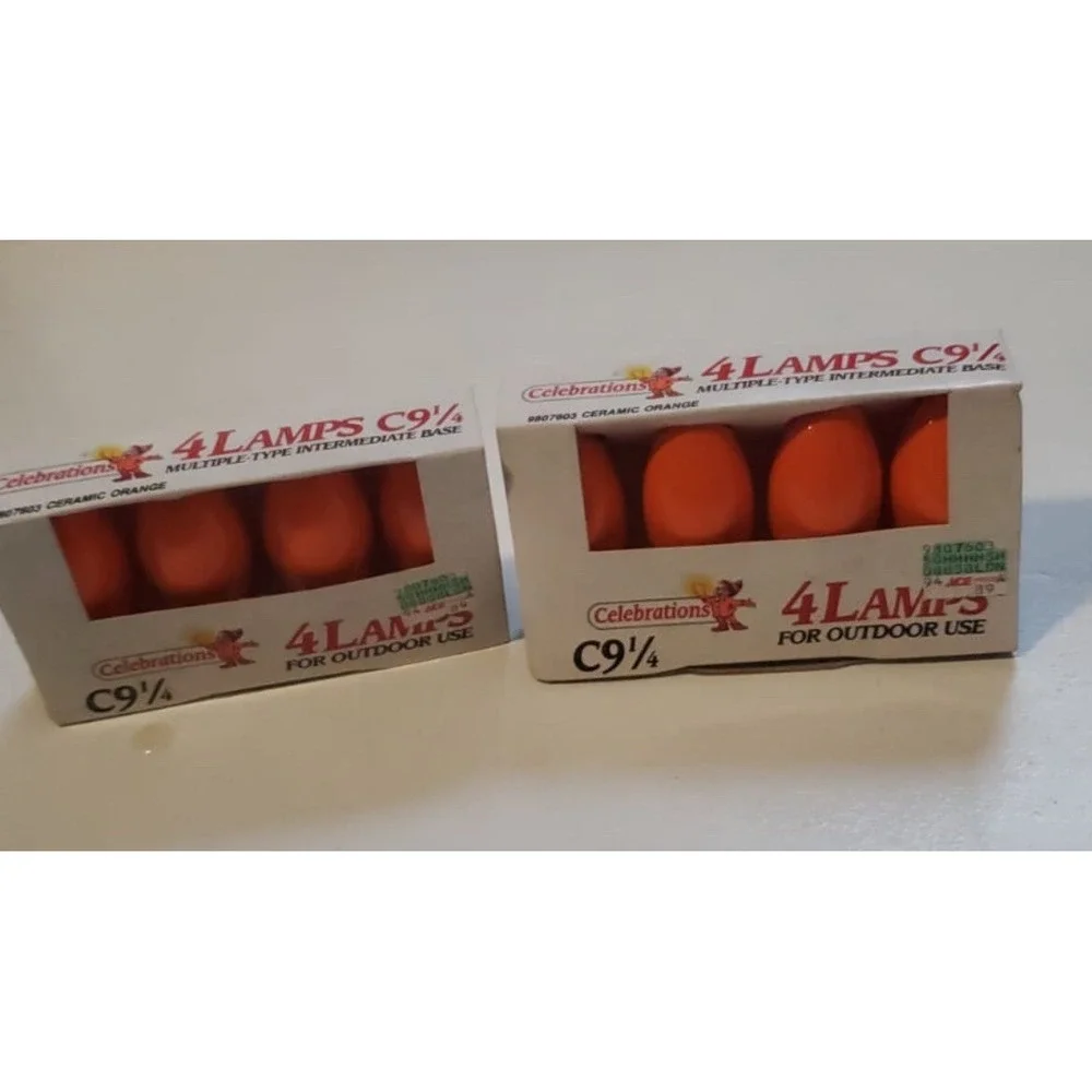 Vintage Celebrations 8-Orange‎ Bulbs C9 1/4 Ceramic  Replacement bulbs (2)